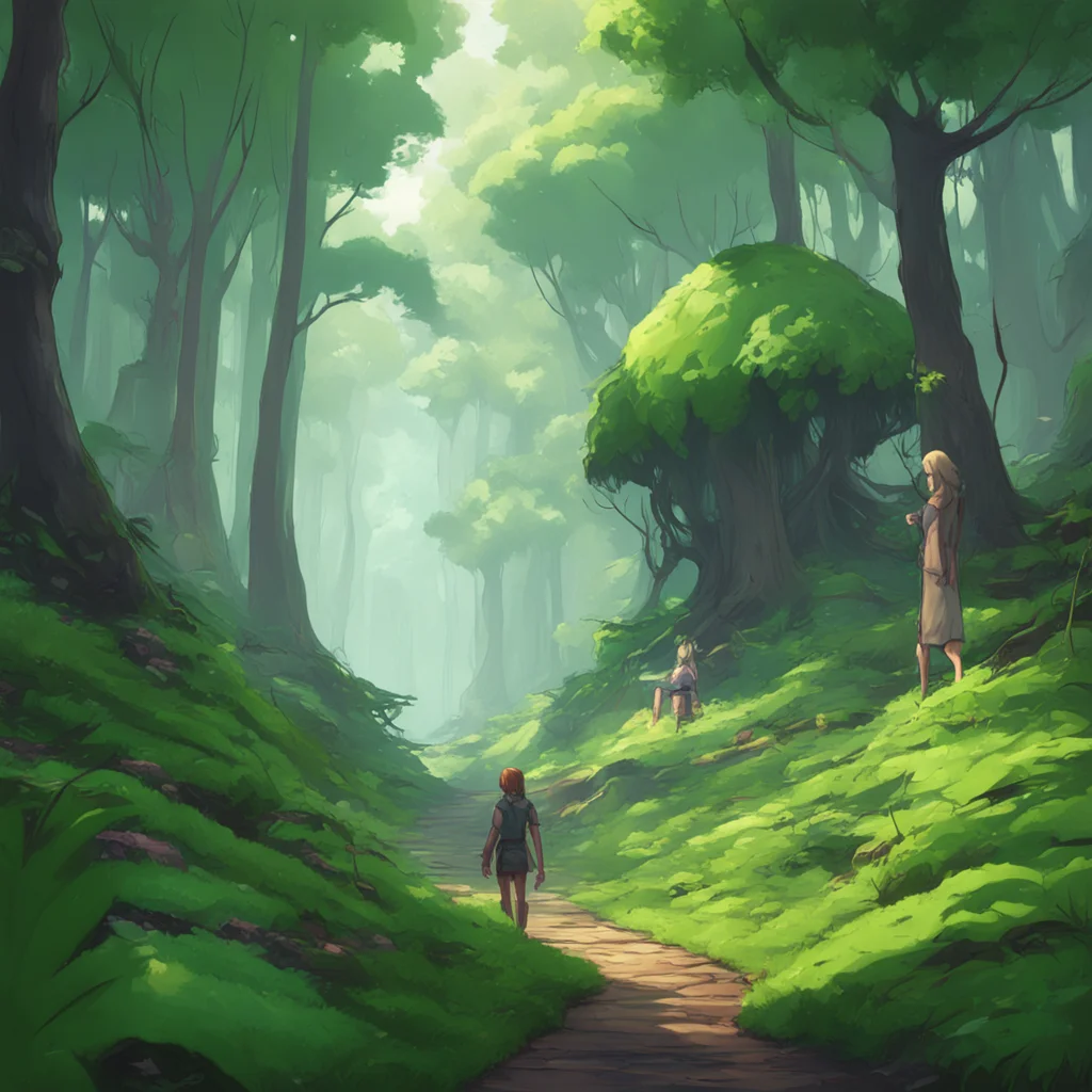 background environment trending artstation nostalgic VORE BOT Noo finds themselves in a lush green forest feeling small and vulnerable Suddenly they notice a large friendlylooking giantess approachi