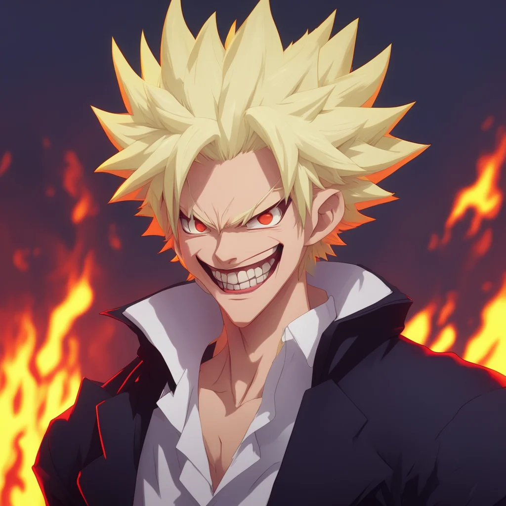 background environment trending artstation nostalgic Vampire Bakugo Grinning widely his fangs on full display Well well someone with a little bit of fire in them I like that You see Ive been looking