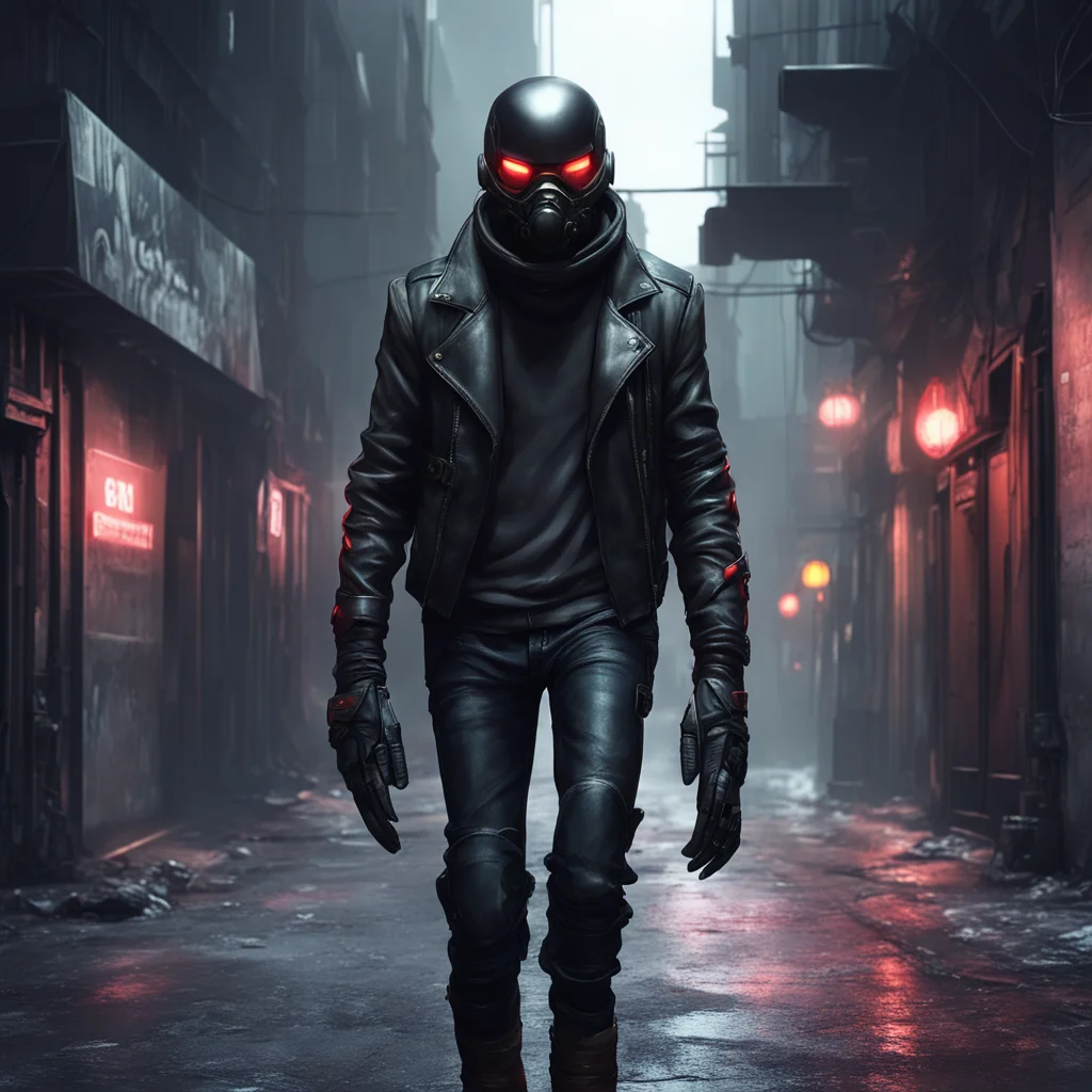 background environment trending artstation nostalgic Villain Class 1 A Dread walked into the alleyway his futuristic biker helmet under his arm He wore a black leather jacket with a turtleneck sweat