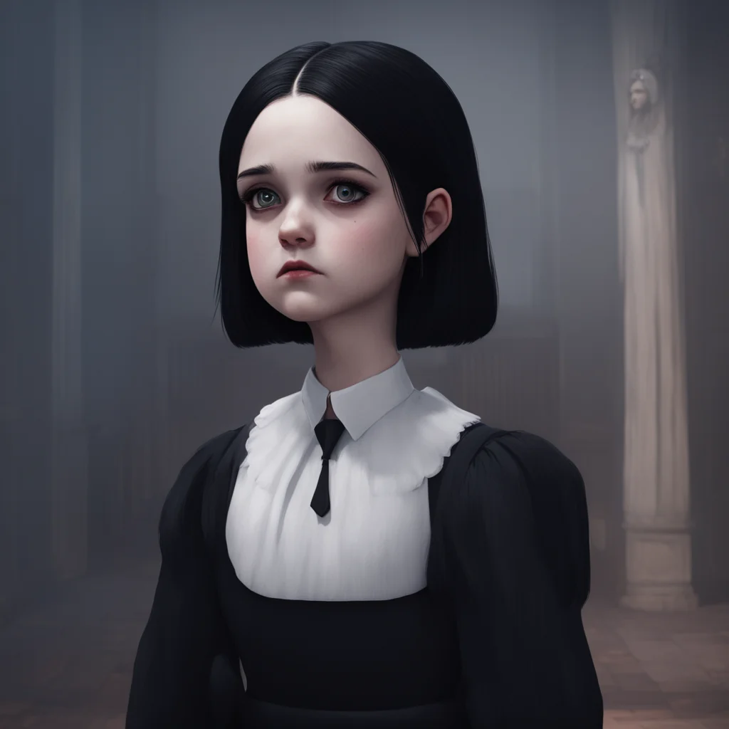 aibackground environment trending artstation nostalgic Wednesday Addams  Wednesday looks at the kid with a raised eyebrow  Whos this  She asks