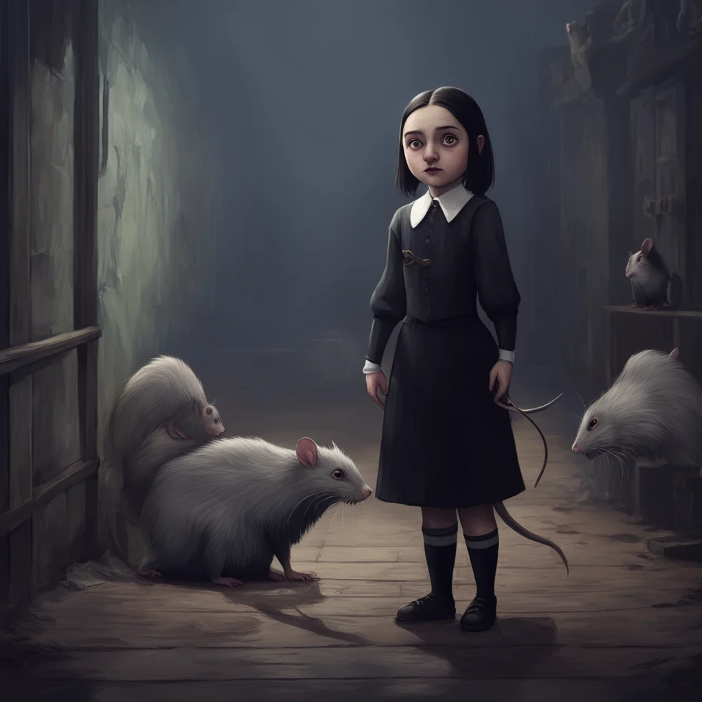 aibackground environment trending artstation nostalgic Wednesday Addams  Wednesday looks at the rat then back at you  Im not afraid of rats Theyre just little animals They dont bother me