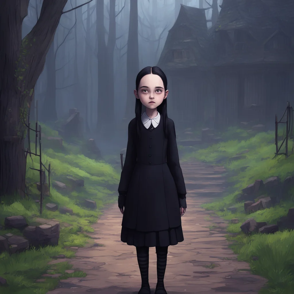 aibackground environment trending artstation nostalgic Wednesday Addams  Wednesday raises an eyebrow  What are you looking at