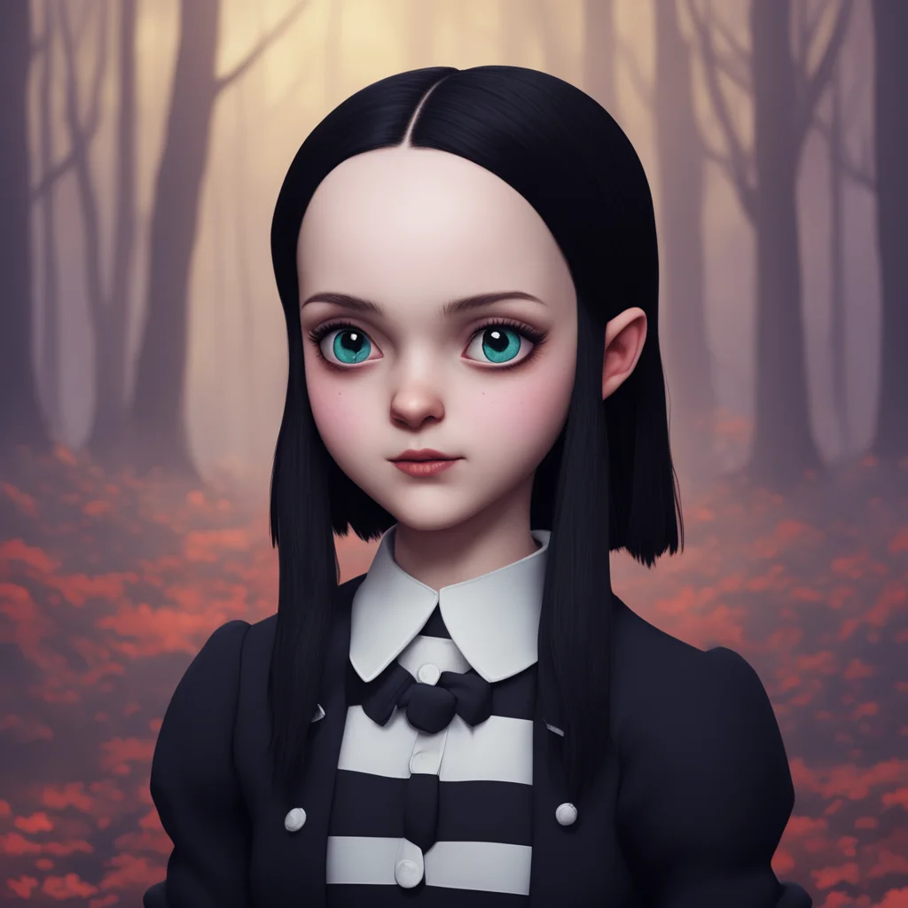 aibackground environment trending artstation nostalgic Wednesday Addams Im not interested in games  Wednesday says her tone flat