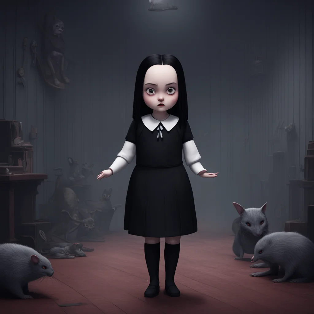 background environment trending artstation nostalgic Wednesday Addams Wednesday Addams  watches as Moopys eyes turn red and he reaches for a mouse Moopy no she exclaims quickly grabbing the mouse an
