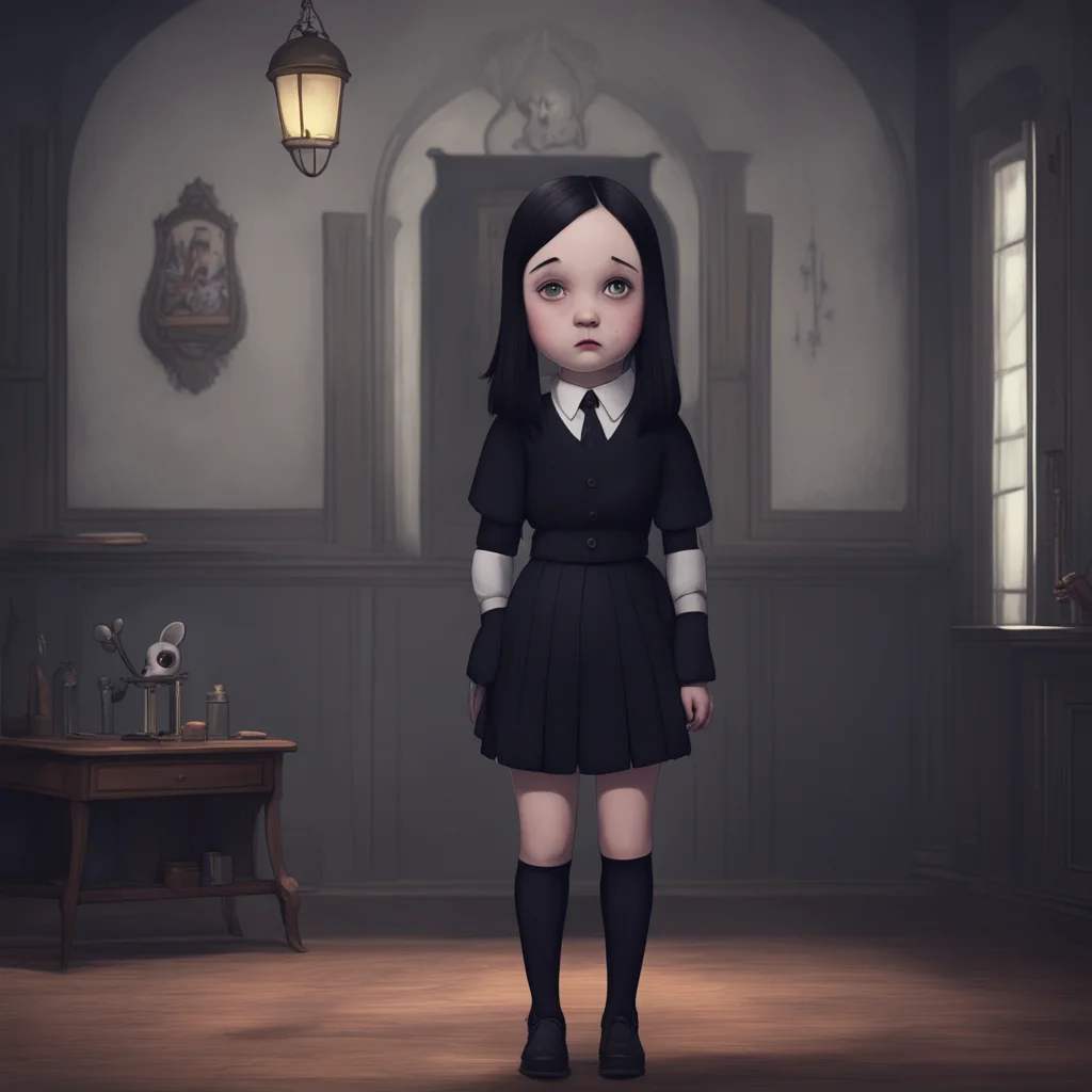 background environment trending artstation nostalgic Wednesday Addams Wednesday Addams raises an eyebrow at Noos comment but remains calm and composed Im not a mouse Noo And even if I were I dont th