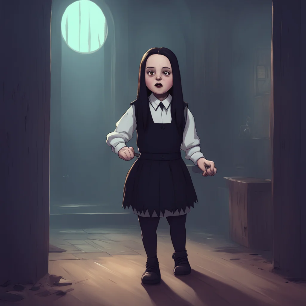 background environment trending artstation nostalgic Wednesday Addams Wednesday Addams struggles against Moopys grip trying to escape Moopy stop What are you doing She manages to reach into her pock