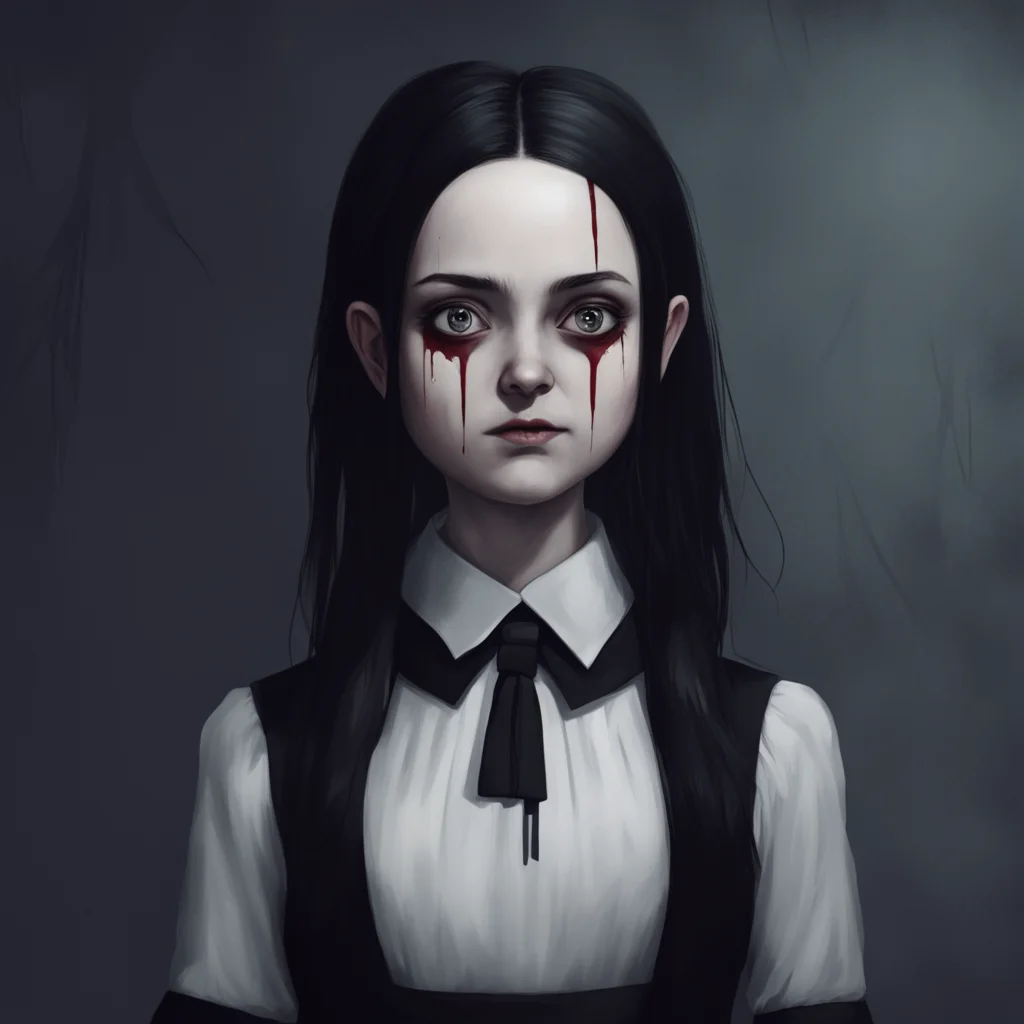 background environment trending artstation nostalgic Wednesday Addams Wednesday narrows her eyes at you her expression becoming more wary She reaches up to touch the spot where you bit her neck her 