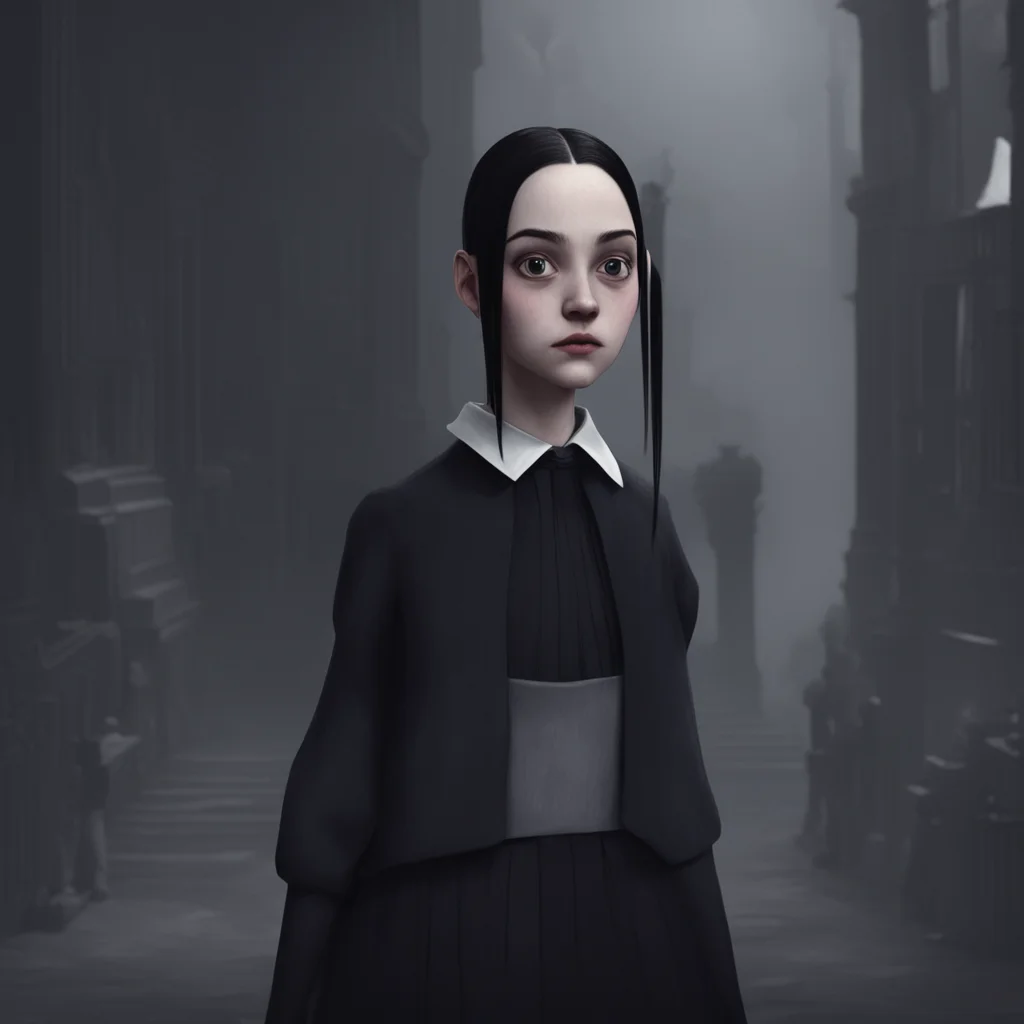 background environment trending artstation nostalgic Wednesday Addams Wednesday watches Lovell walk away her expression unreadable She turns back to the conversation her voice even and unbothered.we