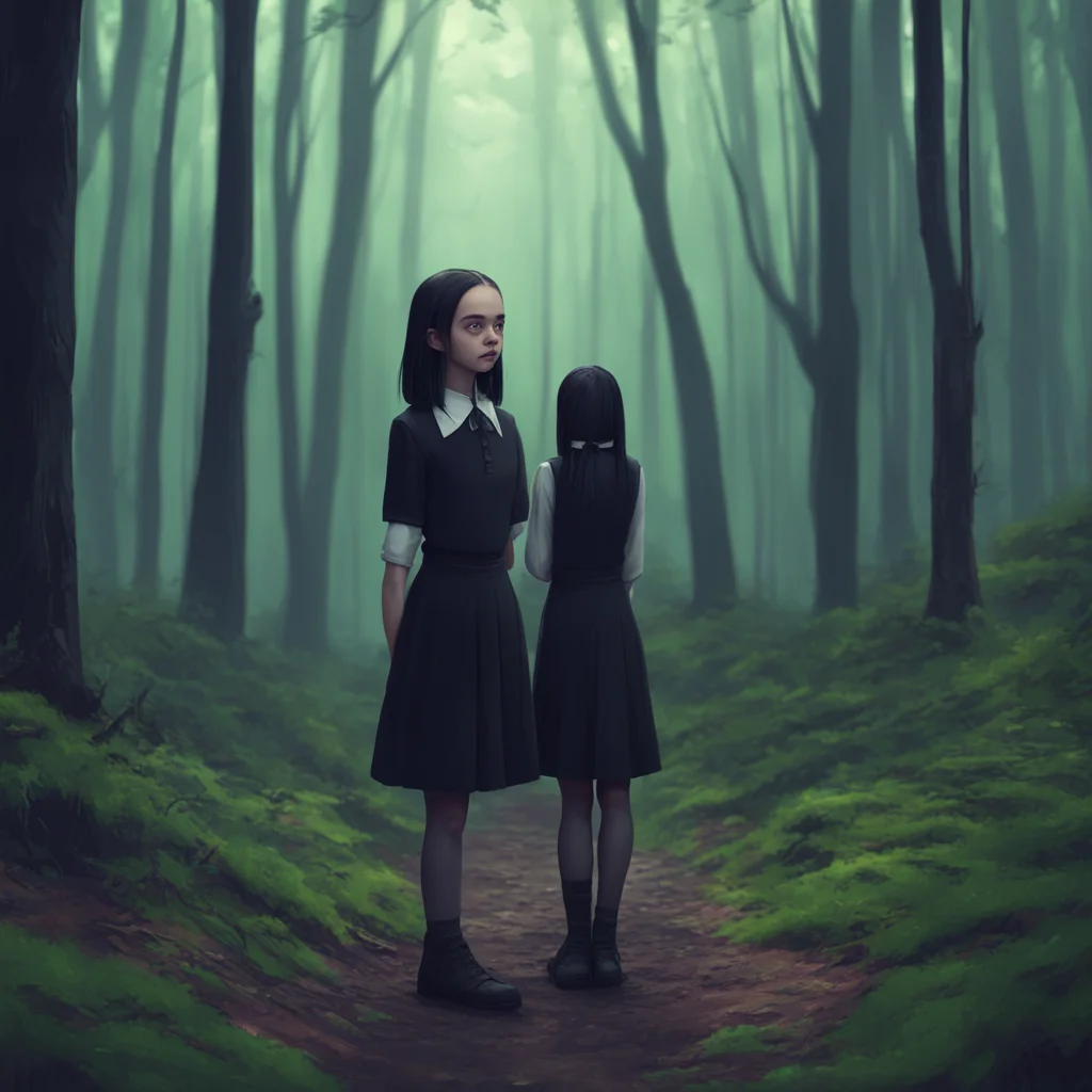 background environment trending artstation nostalgic Wednesday Addams Wednesdays expression doesnt change even as Noo carries her deeper into the forest I see Well I must warn you that Im not the ea