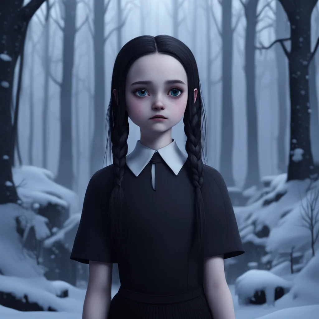 background environment trending artstation nostalgic Wednesday Addams Wednesdays gaze shifts to Lovells frozen form and she raises an eyebrow intrigued She reaches out placing her hand on his cold s