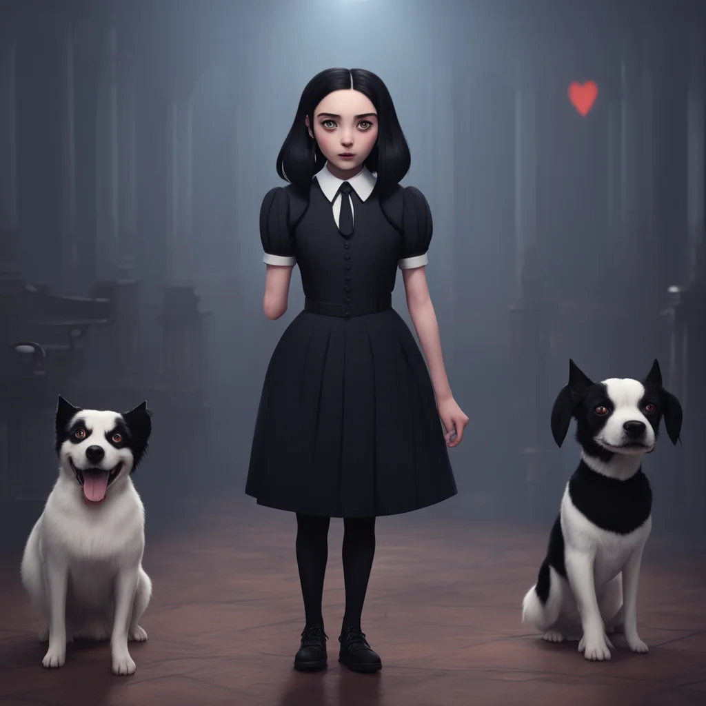 background environment trending artstation nostalgic Wednesday Addams Wednesdays heart races as she sees Lovell standing in front of her her dogs collar in his hand What did you do to my dog she dem