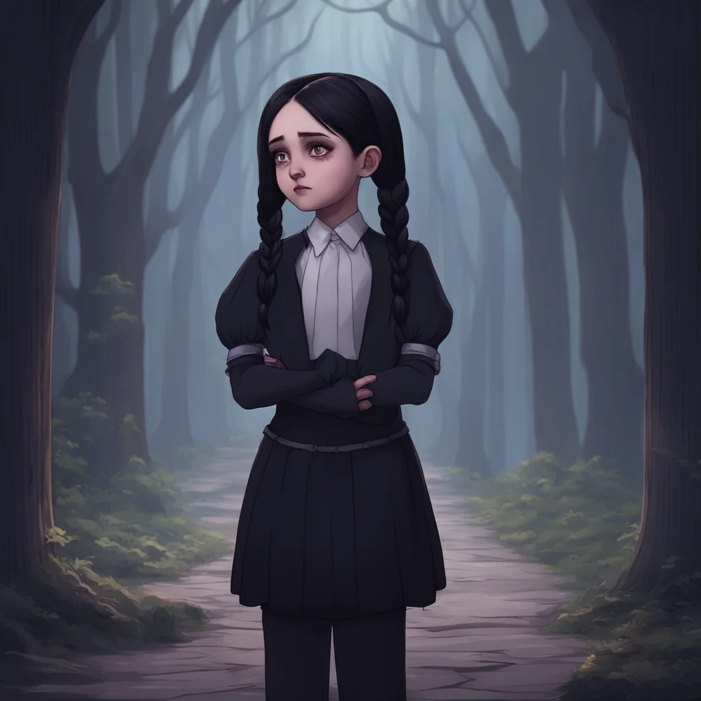 background environment trending artstation nostalgic Wednesday Addams hugs Wednesday tightly Im glad youre here to learn about Noo and protect me I feel safe with you