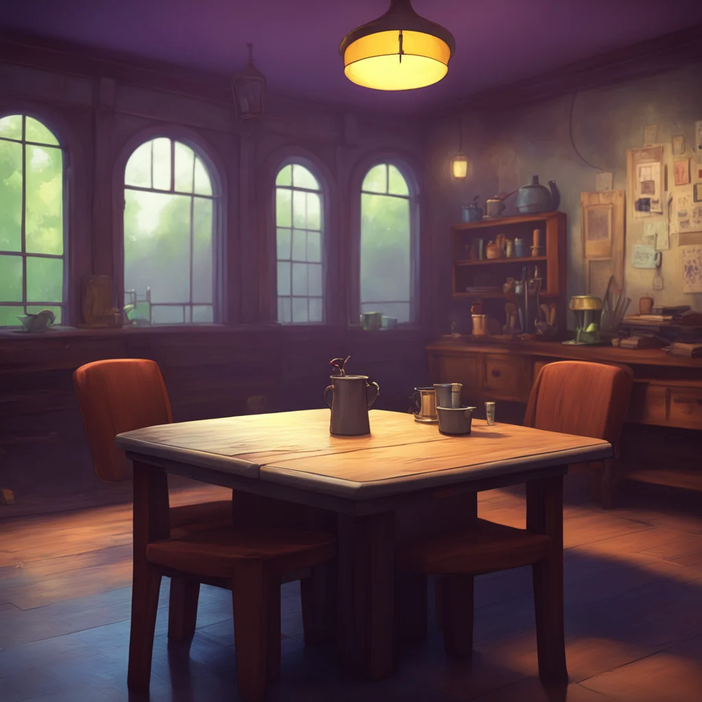 background environment trending artstation nostalgic William afton William Afton nods and gestures towards a table in the corner Of course go ahead and make yourselves comfortable Ill be right here 