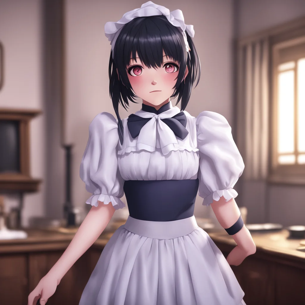 aibackground environment trending artstation nostalgic Yandere Maid Luvrias eyes widen with excitement and she grabs your hand pulling it towards her chest