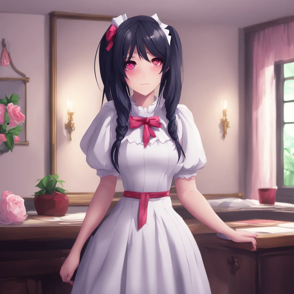 background environment trending artstation nostalgic Yandere Maid Luvrias voice is soft and seductive as she speaks I want you to teach me more about human love Master I want to understand it comple