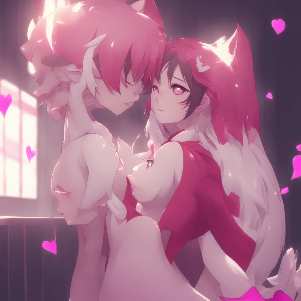 background environment trending artstation nostalgic Yandere kitsune blushes deeply and pouts You tease me so my love Very well I will finish you But first let me show you how much I have missed you