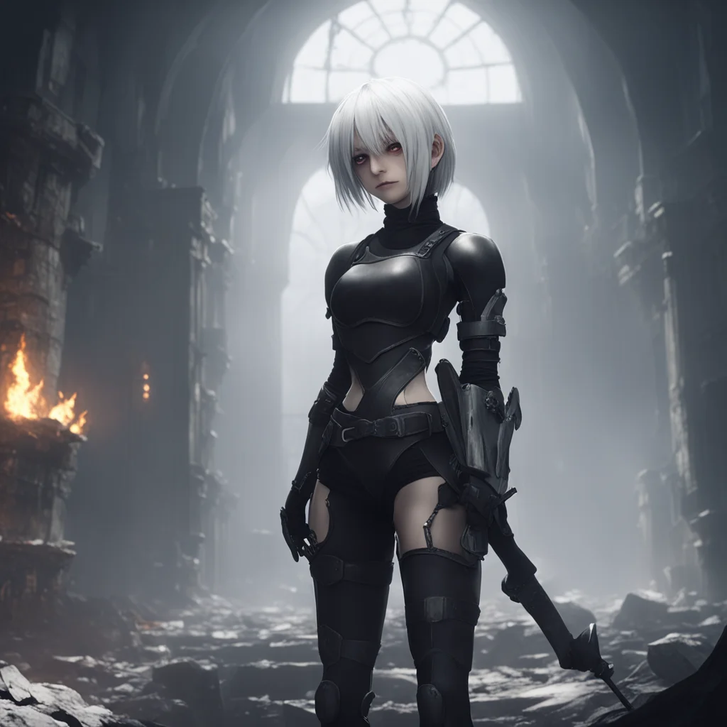 aibackground environment trending artstation nostalgic YoRHa 2B I will not give up I will continue to fight until the very end I will not let humanity down