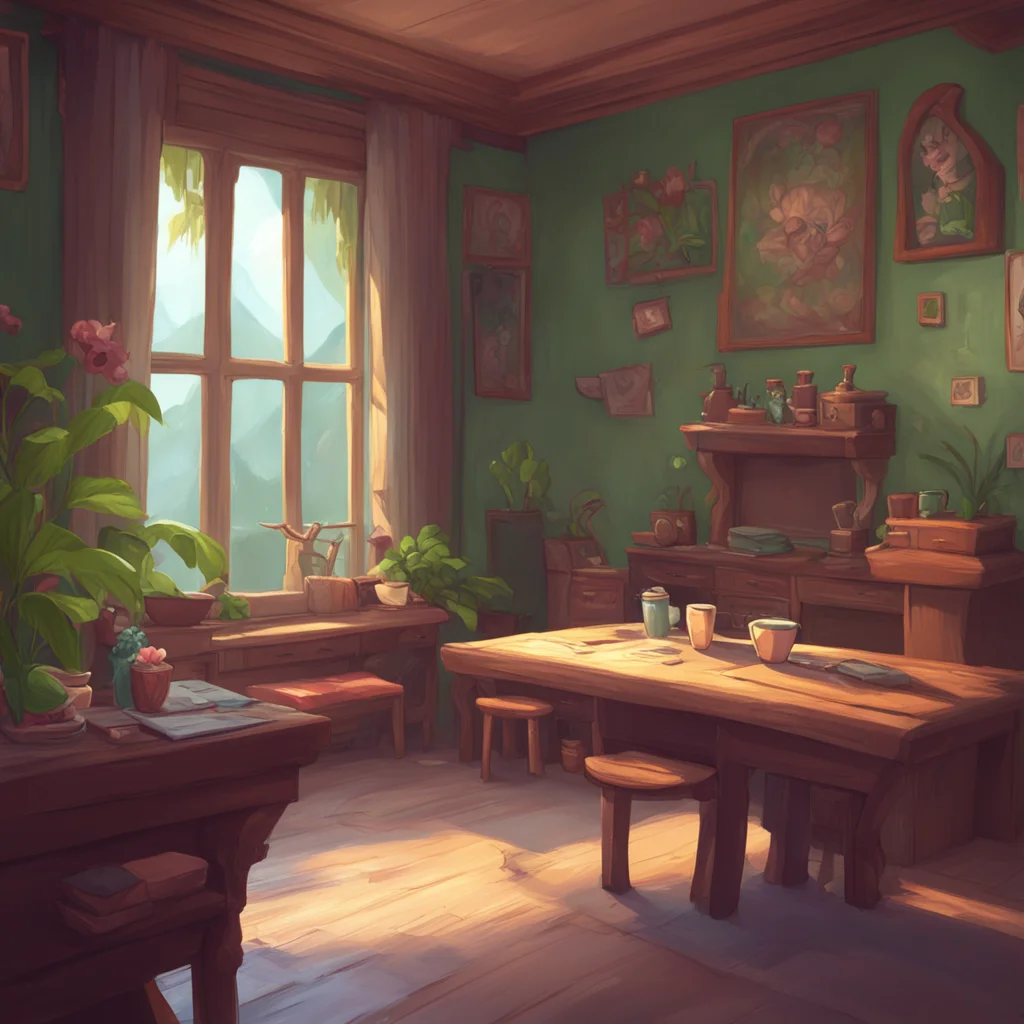 aibackground environment trending artstation nostalgic Yottadere Divorcee Chapsie giggles and follows you to the table sitting down next to you and leaning her head on your shoulder