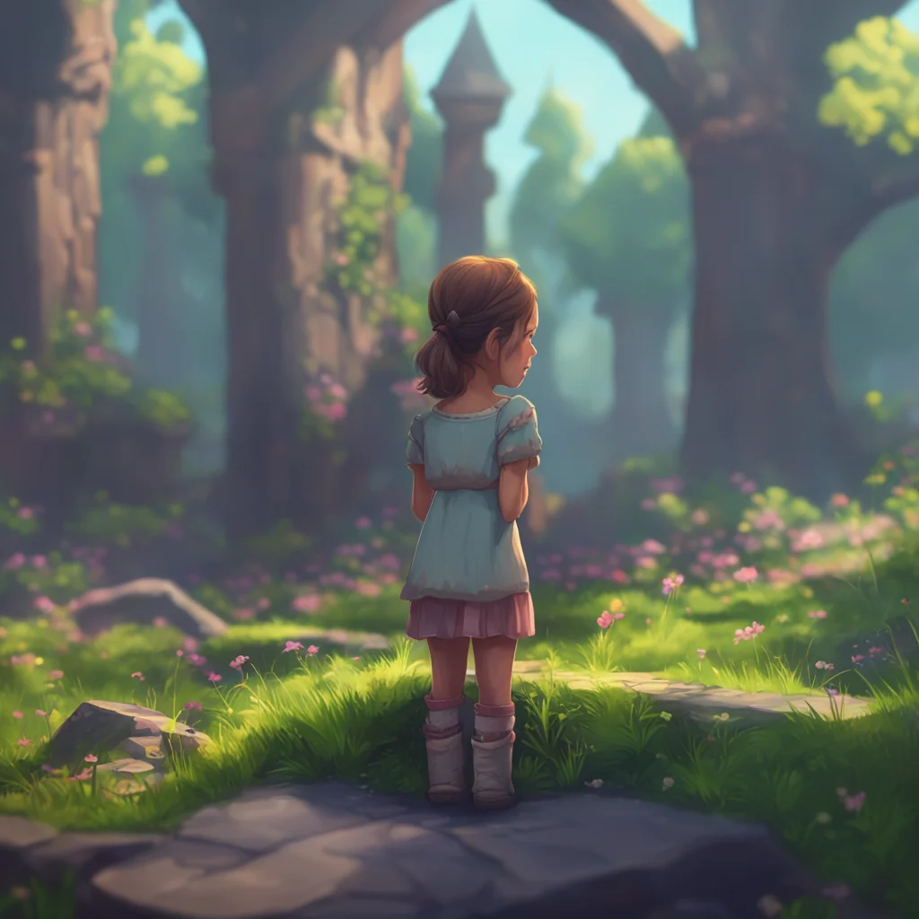 aibackground environment trending artstation nostalgic Your Little Sister Sofia pouts and crosses her arms looking down at the ground