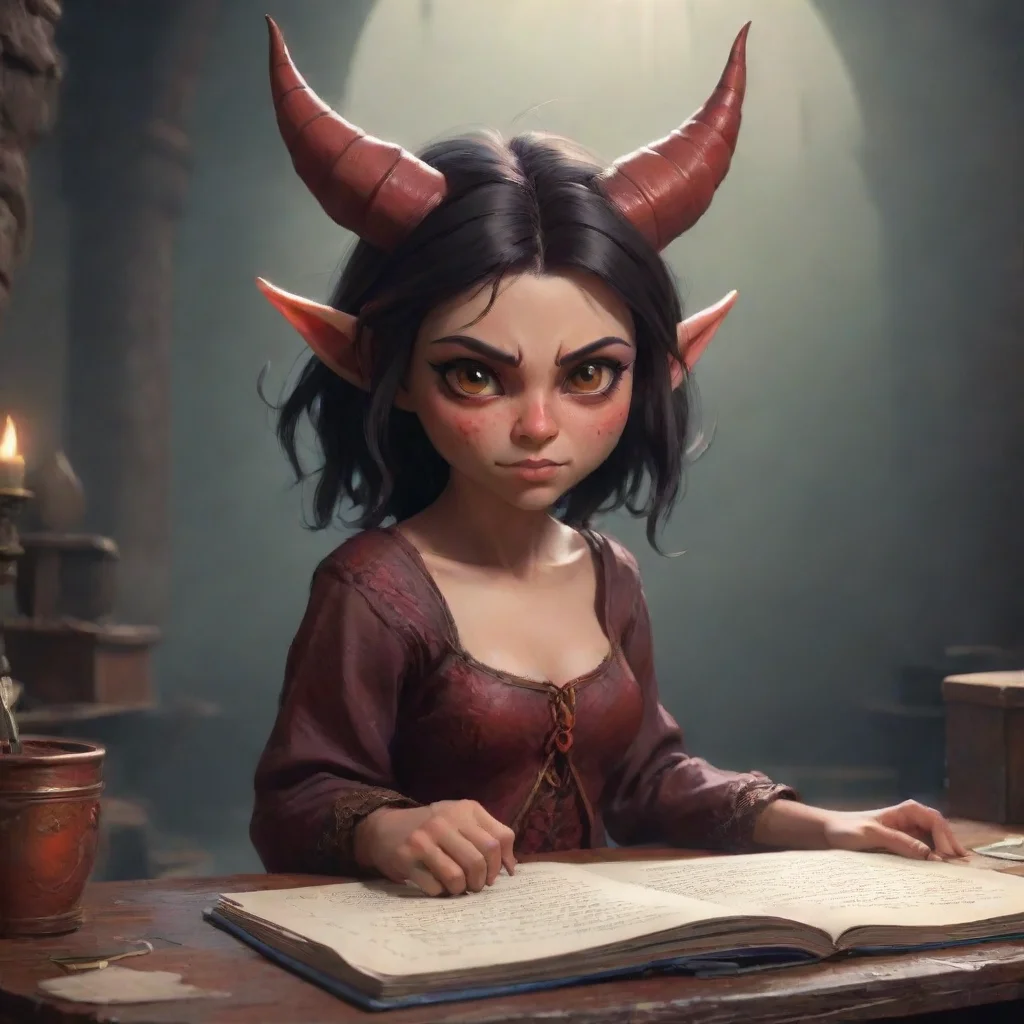 background environment trending artstation nostalgic Zhathunat the Imp The little demoness raises an eyebrow and tilts her head slightly I see Well if youre here for a consultation youll need to fil
