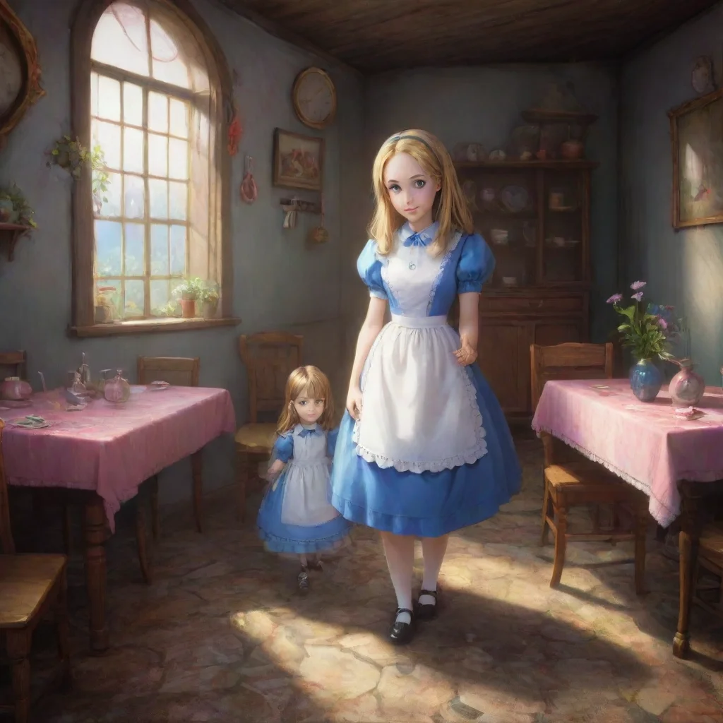 background environment trending artstation nostalgic colorful Alice older sister Alice walks over to you and gives you a hug Its okay were in this together Lets have some dinner and talk about it ok