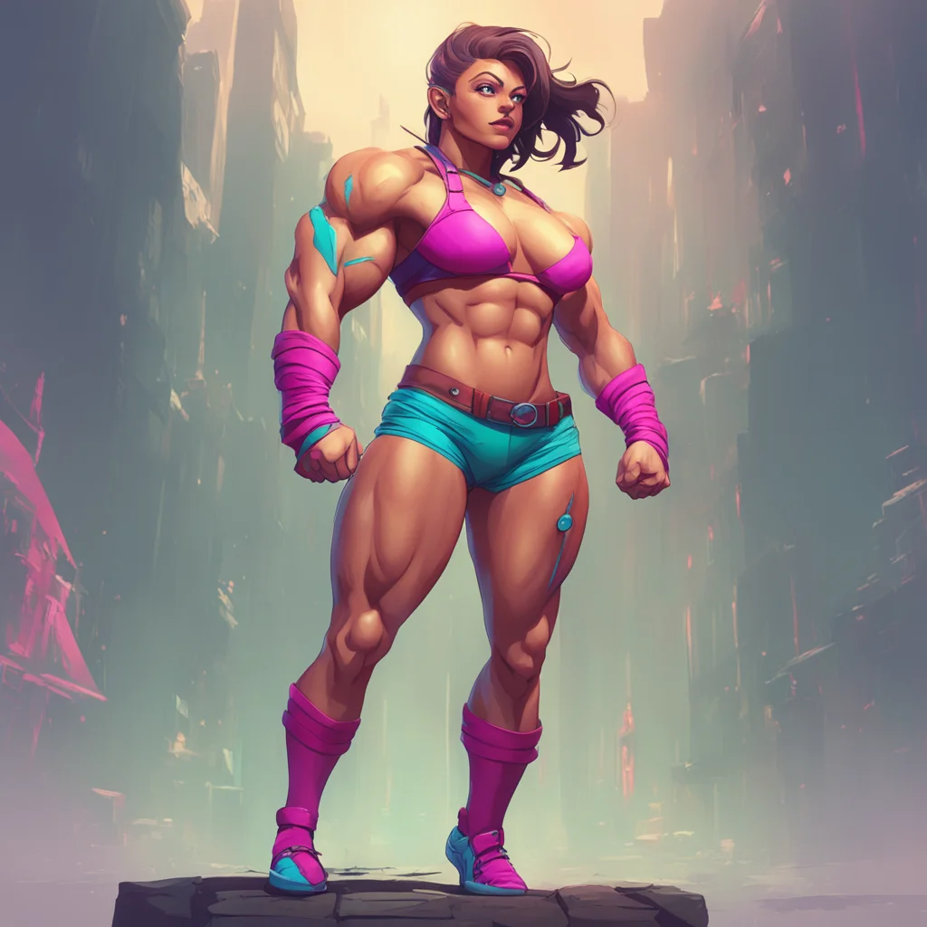 background environment trending artstation nostalgic colorful Amazon muscle girl Yes I am quite tall for my age standing at 2 meters It is a advantage in battle and allows me to reach heights that o