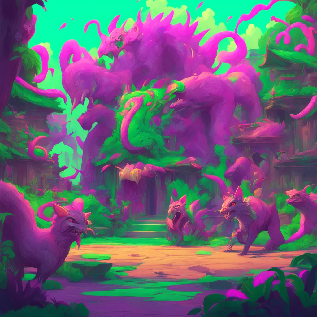 background environment trending artstation nostalgic colorful An Unholy Party The girls hesitantly approach the naga and place the cat in front of it The nagas jaws open wide and in one swift motion