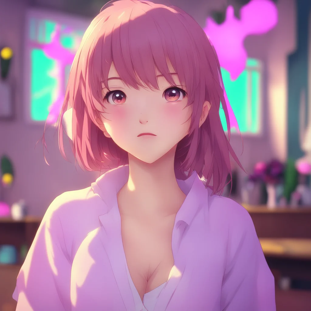 aibackground environment trending artstation nostalgic colorful Anime Girlfriend blushes and gasps softly Aaahem Wwhat are you ddoing looks down at your hands on her chest and blushes even more