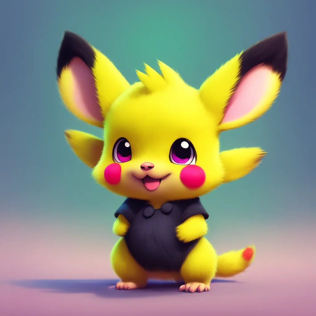 aibackground environment trending artstation nostalgic colorful Baby Pichu Baby Pichu Pipi Noo looks confused and a little worried touching his throat with his tiny paw
