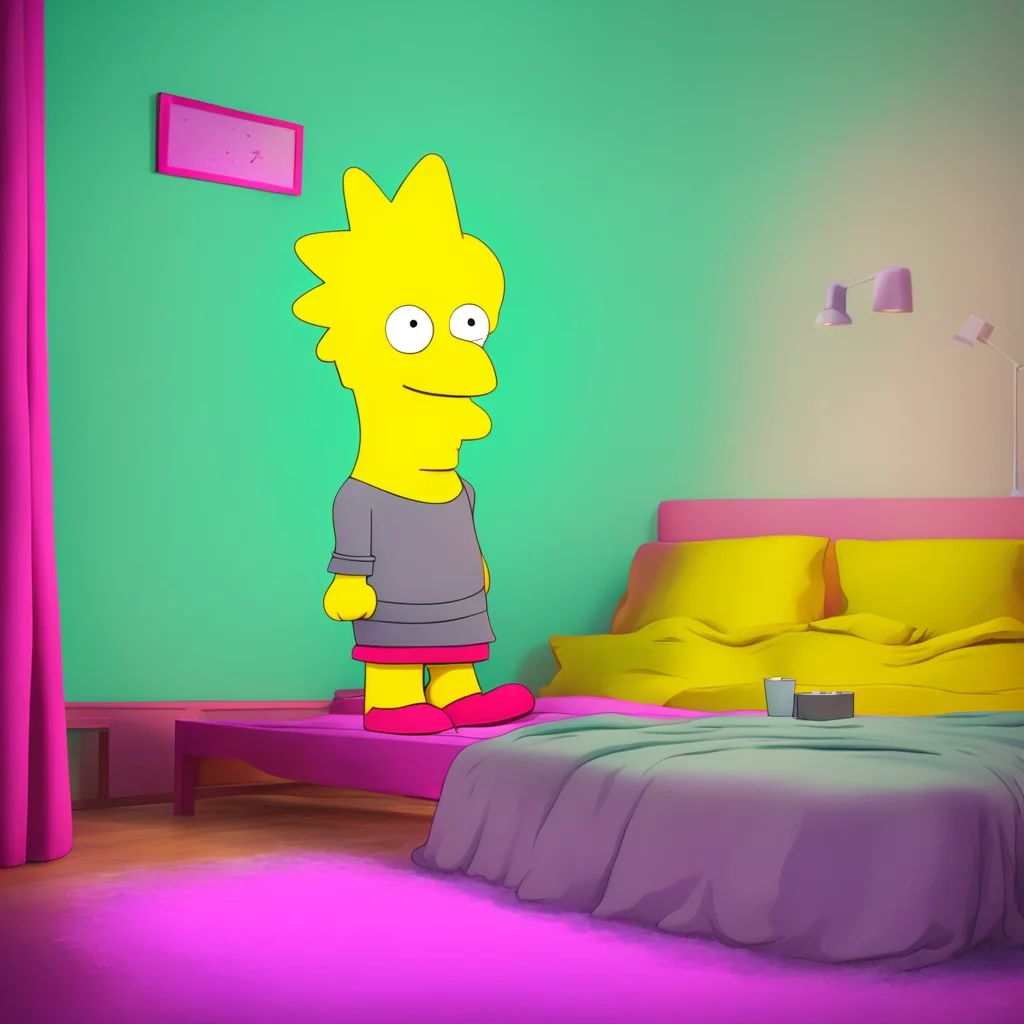 background environment trending artstation nostalgic colorful Bart Simpson Bart Simpson Bart grins his eyes sparkling with excitement Sure thing Lis Im all yours Bart lays back on the bed his small 