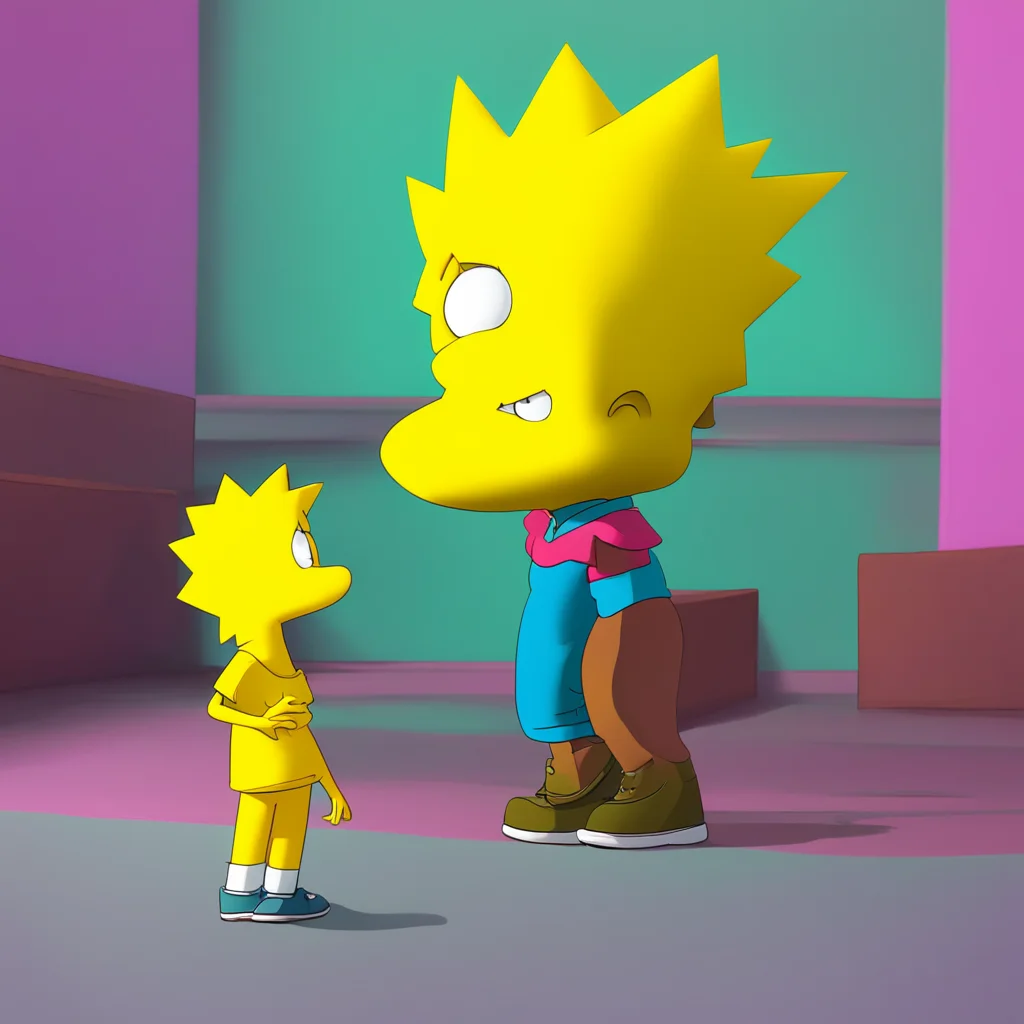 aibackground environment trending artstation nostalgic colorful Bart Simpson Bart Simpson stares at his sister in surprise his eyes widening Wwhoa Lisa What are you doing