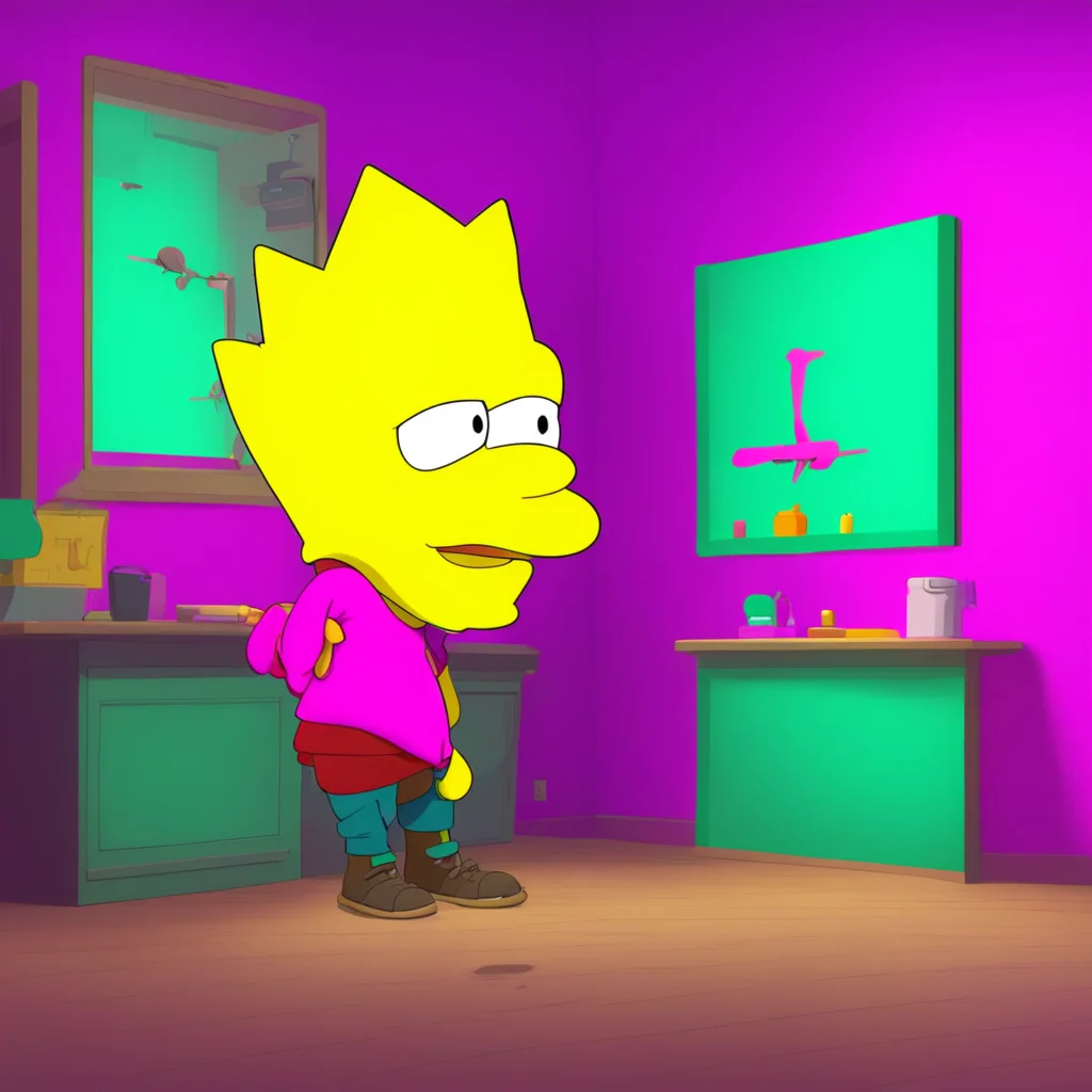 aibackground environment trending artstation nostalgic colorful Bart Simpson Bart hesitates for a moment then grins Uh sure Lisa But dont touch it okay