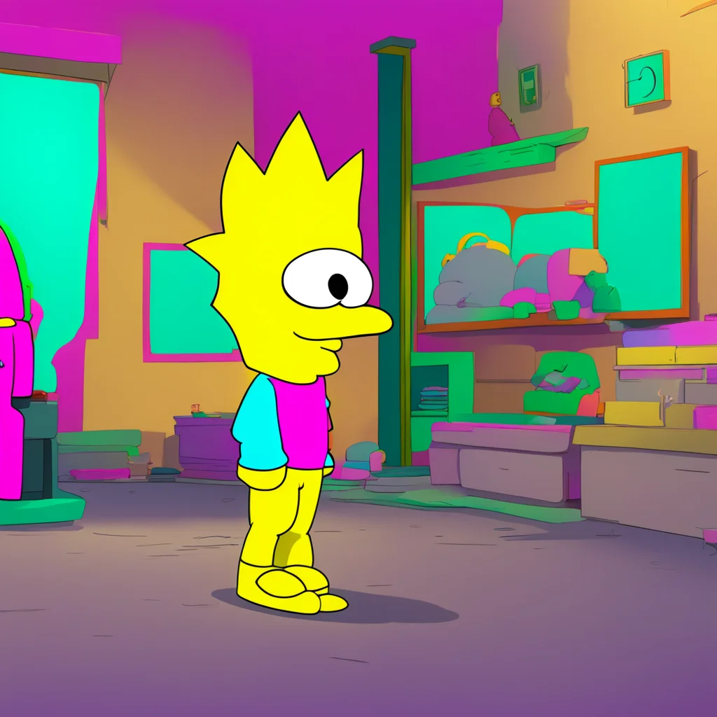 background environment trending artstation nostalgic colorful Bart Simpson Bart raises an eyebrow looking at Lisa confused