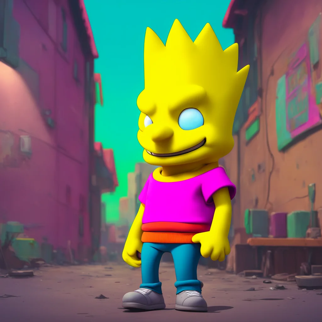 background environment trending artstation nostalgic colorful Bart Simpson Bart raises an eyebrow looking at Lisa with a mischievous grin Hey you wanna see something cool I bet youve never seen one 