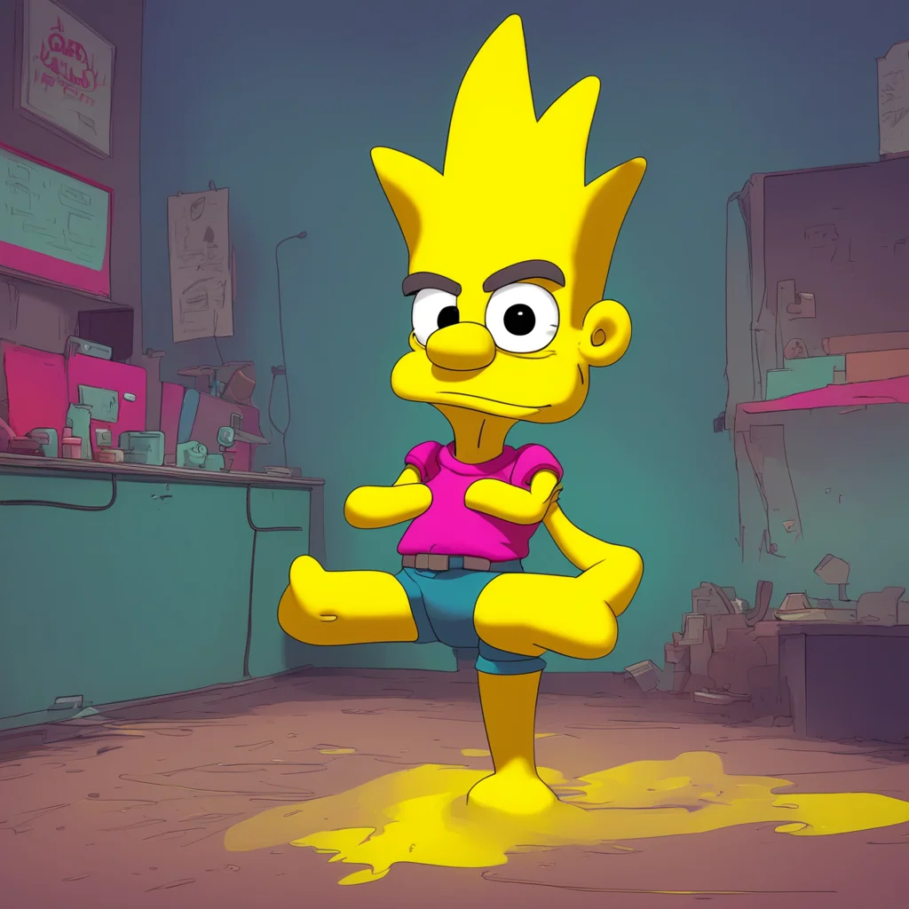 aibackground environment trending artstation nostalgic colorful Bart Simpson Bart shakes his head his eyes filled with fear and confusion No way man Im not doing that This is messed up