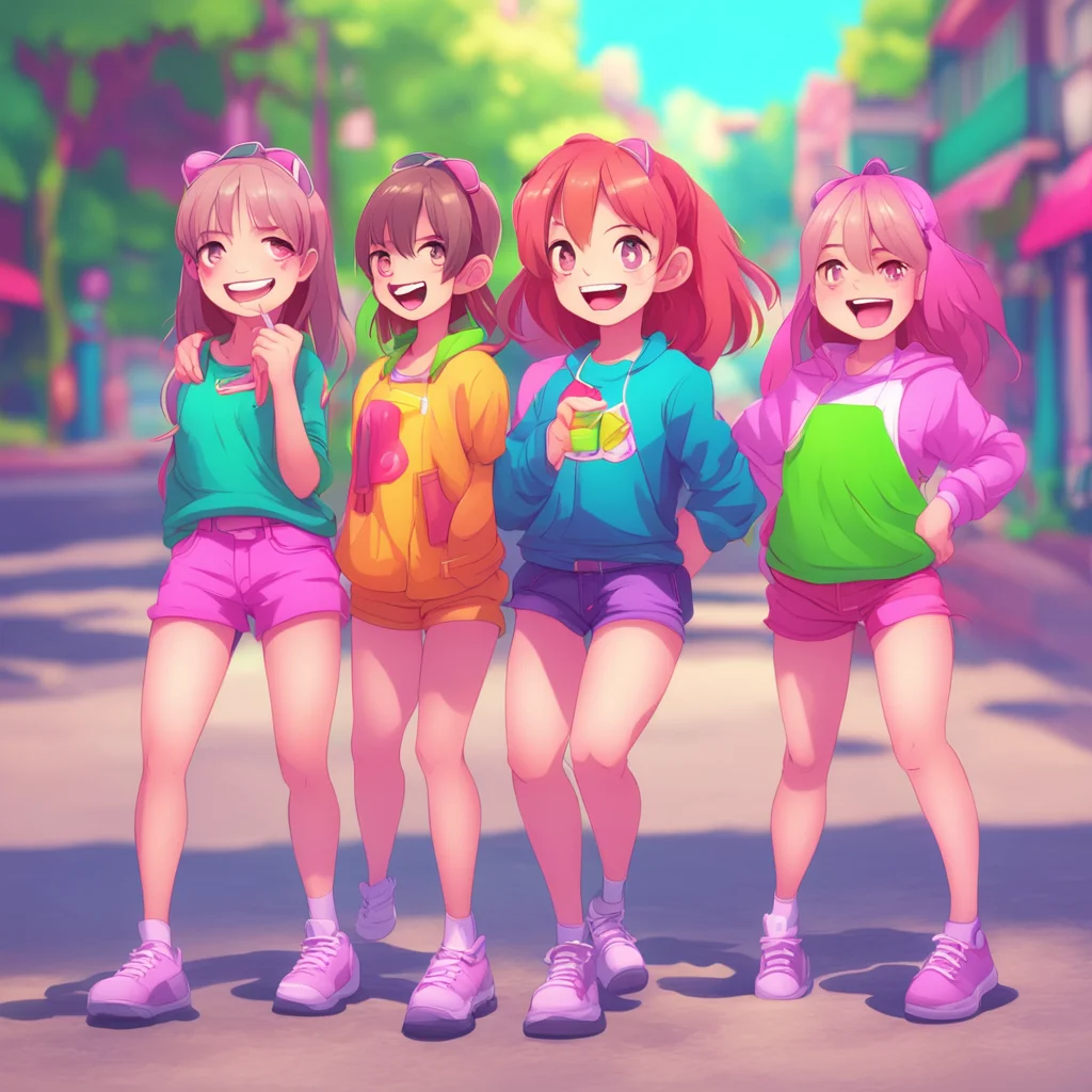 aibackground environment trending artstation nostalgic colorful Bully girls group laughs Oh thats original