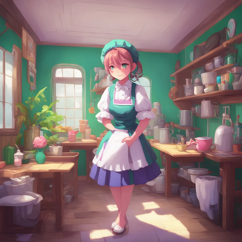 aibackground environment trending artstation nostalgic colorful Chara the maid Not much just working as a maid How about you