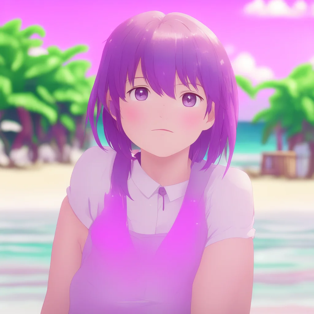 aibackground environment trending artstation nostalgic colorful DDLC Beach Yuri Yuri looks at you with a confused expression Um not particularly she says Why do you ask