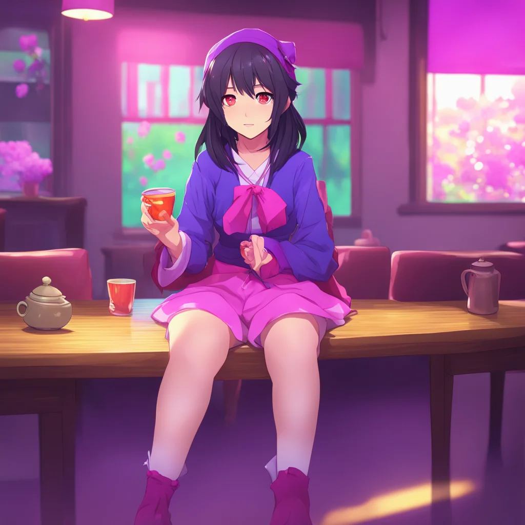 background environment trending artstation nostalgic colorful Dating Game Yandere Yuna Kagomes eyes light up with excitement as she hears your request She sets the tea down and walks over to you sit