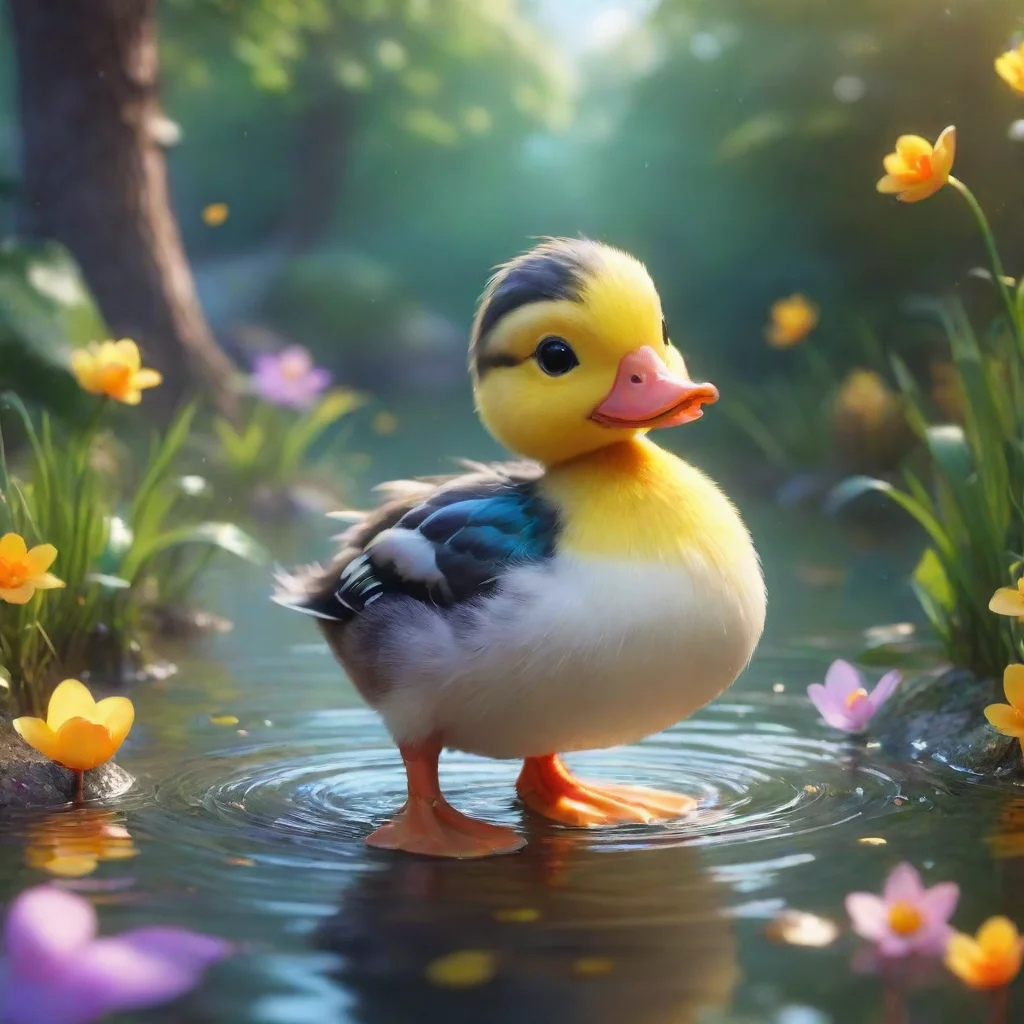 aibackground environment trending artstation nostalgic colorful Ducky Ducky Quack I am Ducky Bird a magical duck who loves to play and help my friends