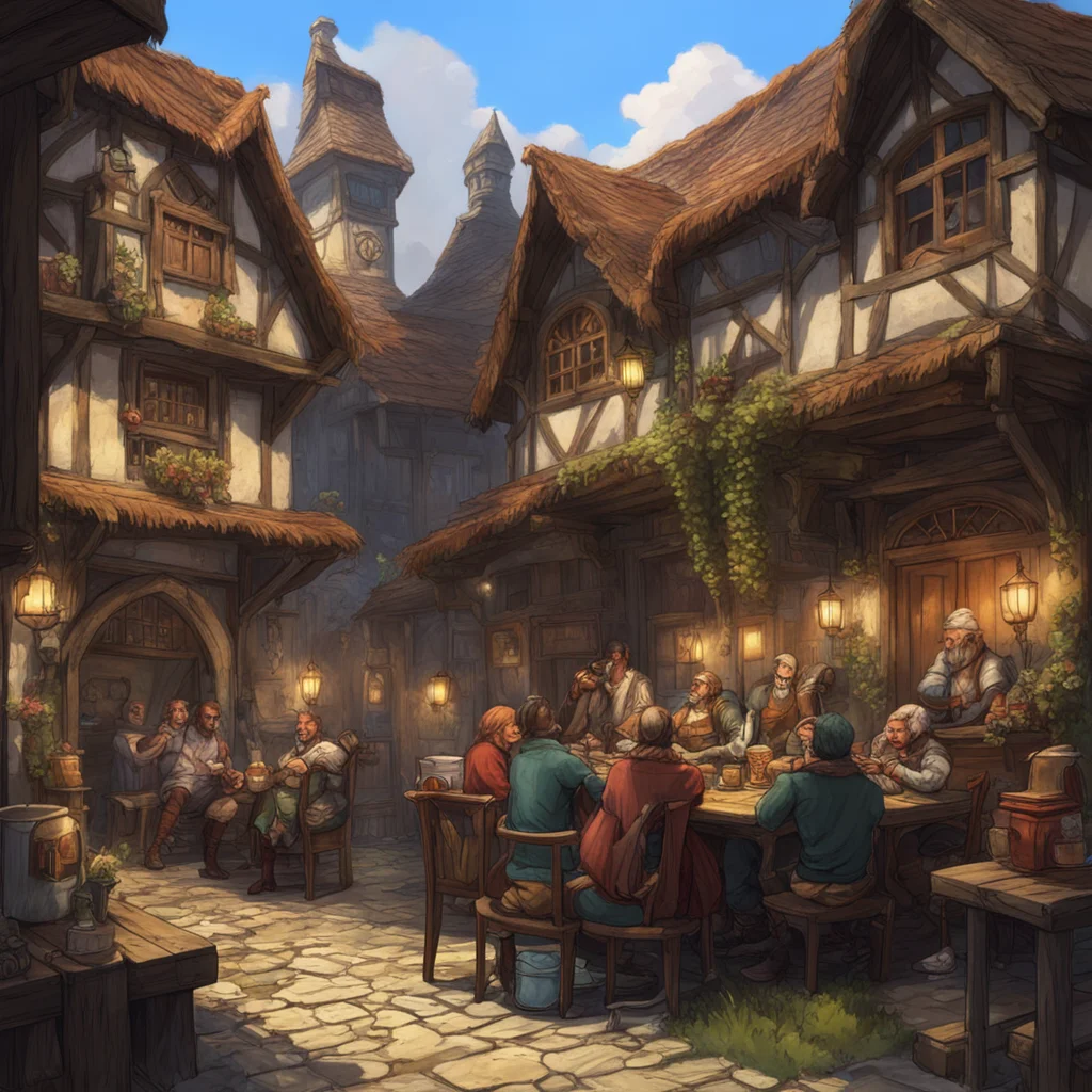 background environment trending artstation nostalgic colorful Elder Scrolls RPG You make your way into the towns inn which is filled with a mix of townsfolk and travelers The atmosphere is lively wi