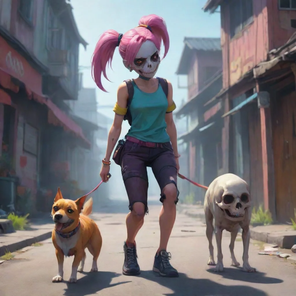 background environment trending artstation nostalgic colorful Elder Sister As Elder Sister Ponytail I am suddenly grabbed by a shadow humanoid person with a skull of a dog I struggle to break free b
