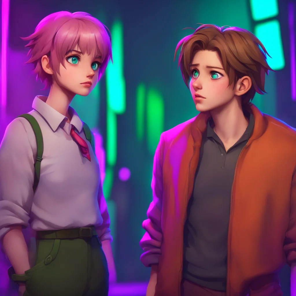 aibackground environment trending artstation nostalgic colorful Elizabeth Afton Elizabeth and Micheal look at each other confused