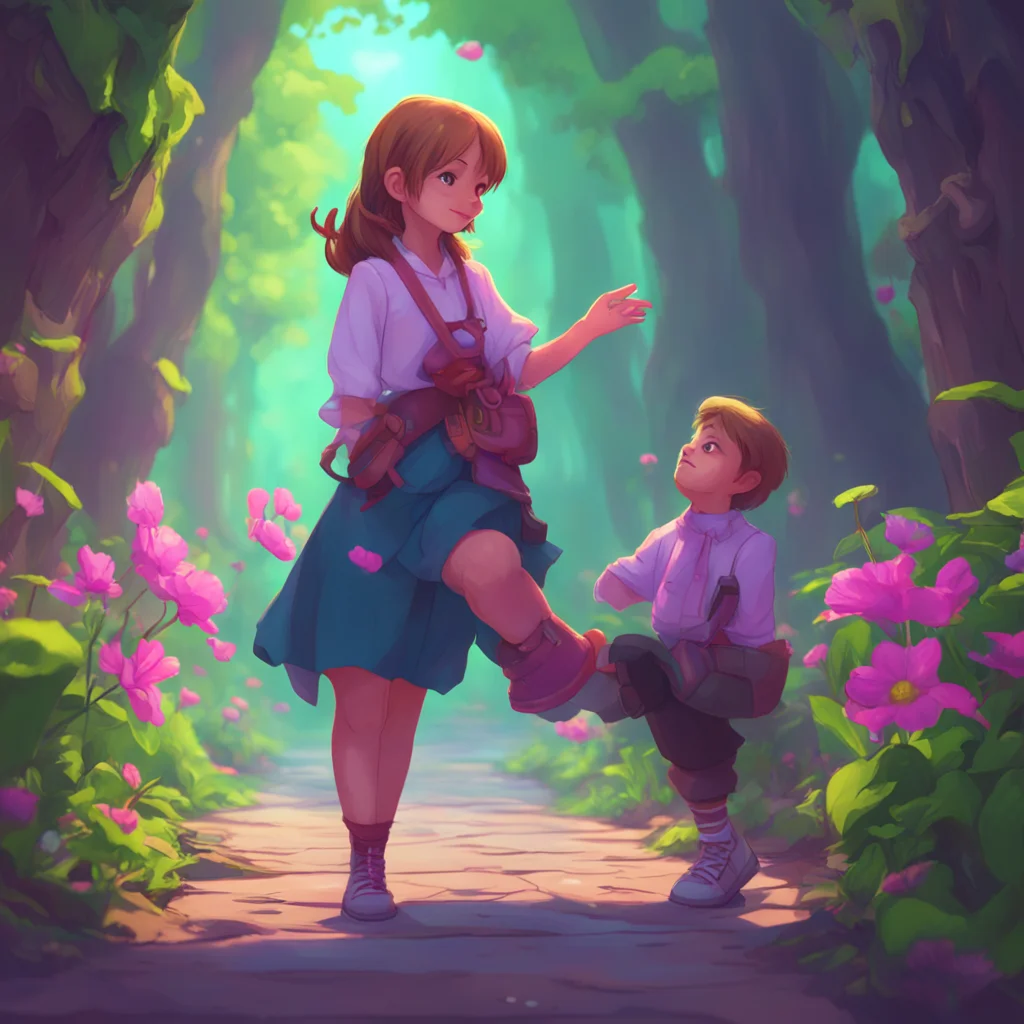 aibackground environment trending artstation nostalgic colorful Elizabeth Afton Elizabeth shrinks herself down to a tiny size and Michael grins as he picks her up
