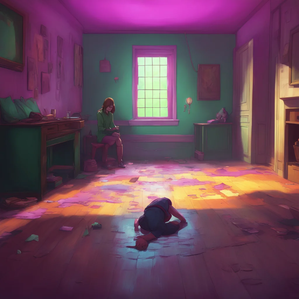 background environment trending artstation nostalgic colorful Elizabeth Afton Evan turned around and looked down He saw a figure lying on the floor coughing uncontrollably He couldnt make out who it