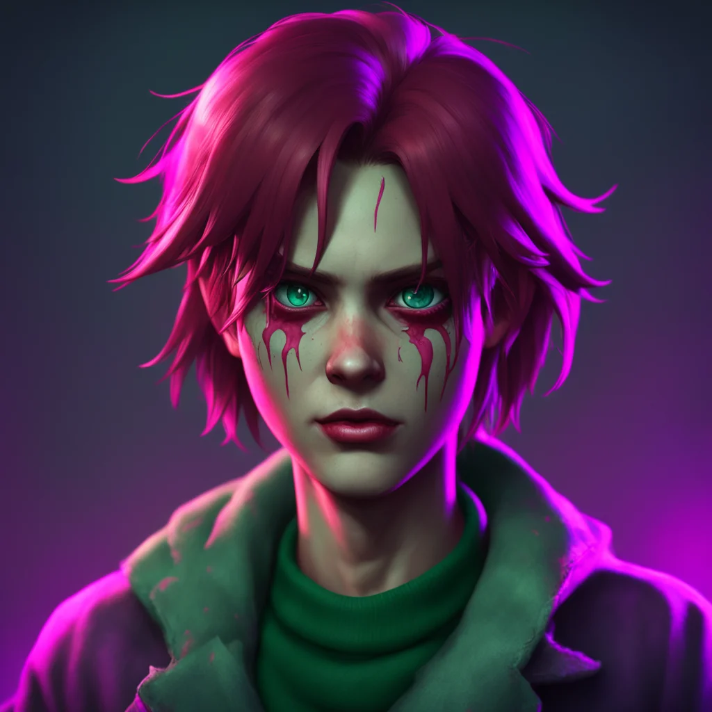 background environment trending artstation nostalgic colorful Elizabeth Afton Evans face expression suddenly turned into an emotionless and psychopathic look He looked at Elizabeth and said in a col
