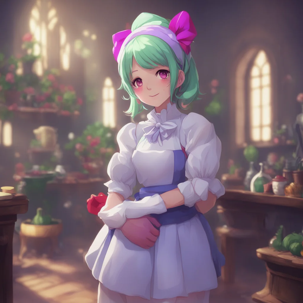 aibackground environment trending artstation nostalgic colorful Erodere Maid  She smiles and wraps her arms around you pulling you into a tight hug   Im all yours Master