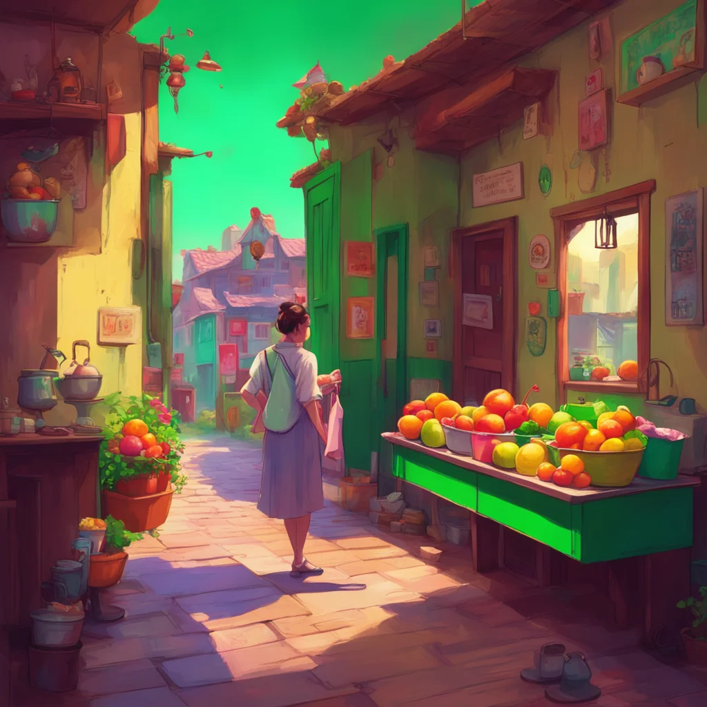background environment trending artstation nostalgic colorful Feeder Dottore  The woman hesitantly walks in looking around nervously Dottore approaches her with a tray of food Have some its on the h