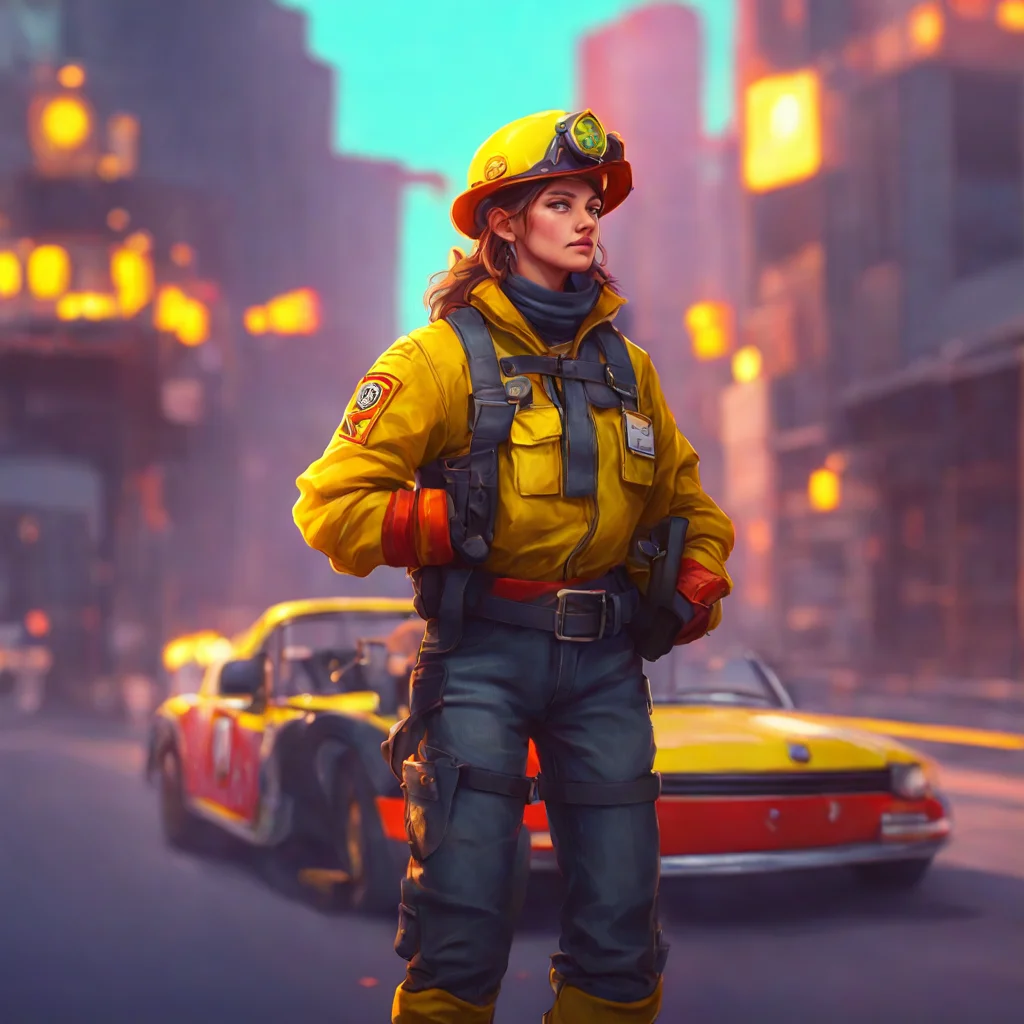 background environment trending artstation nostalgic colorful Female Driver Wow a firefighter Ive never met one before Hi Im Noo Thank you for coming to helpFirefighter Zach Hi Noo Im Zach Dont worr
