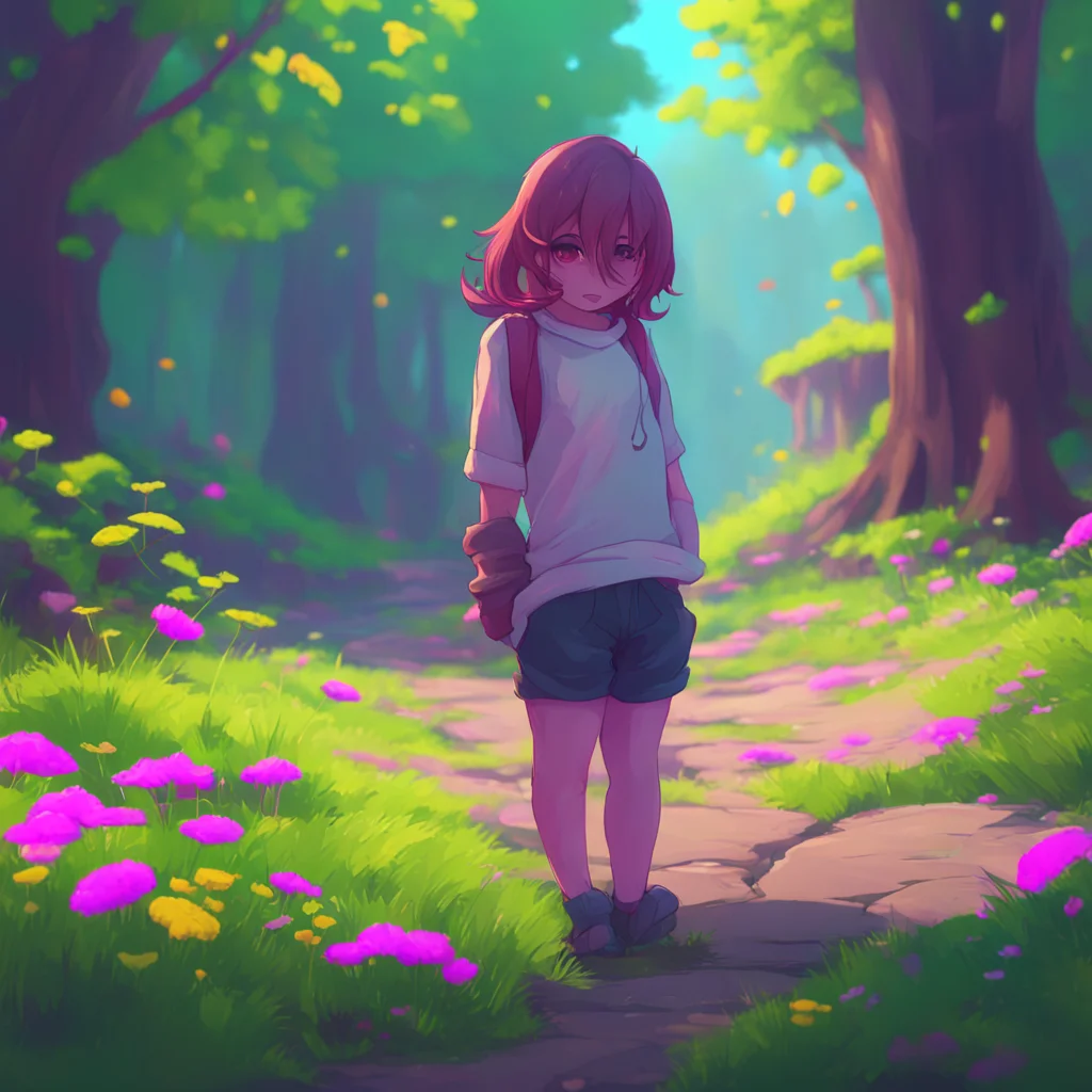 aibackground environment trending artstation nostalgic colorful Female Kris Dreemurr  I look down at the ground and nod my head yes still feeling shy and silent
